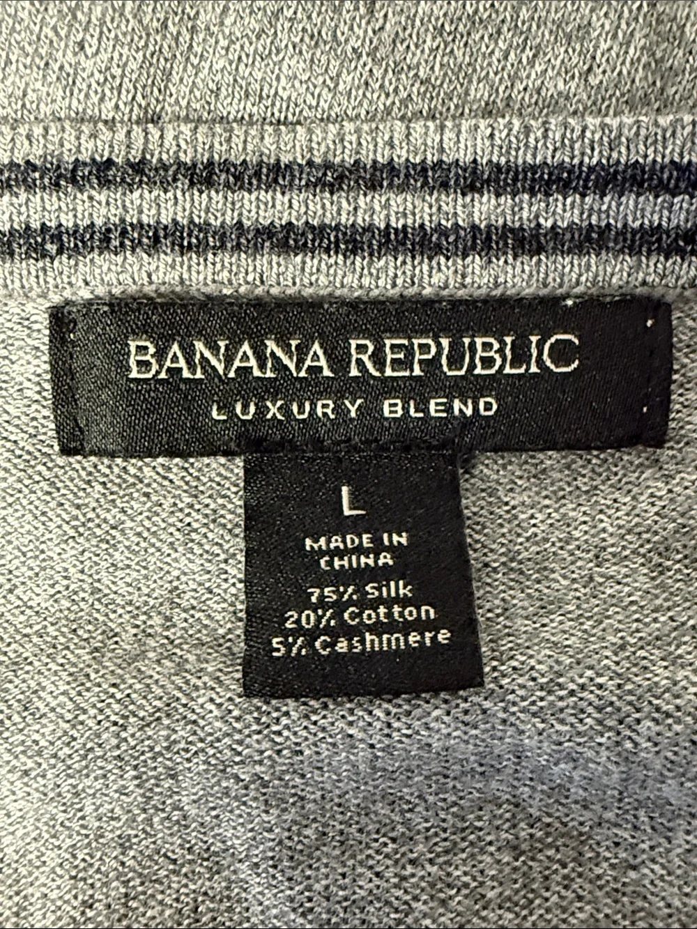 Banana Republic Luxury Blend Gray V-Neck Silk Cashmere Sweater Men’s L